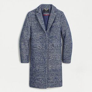 J Crew Wool Topcoat in Navy Plaid NWT